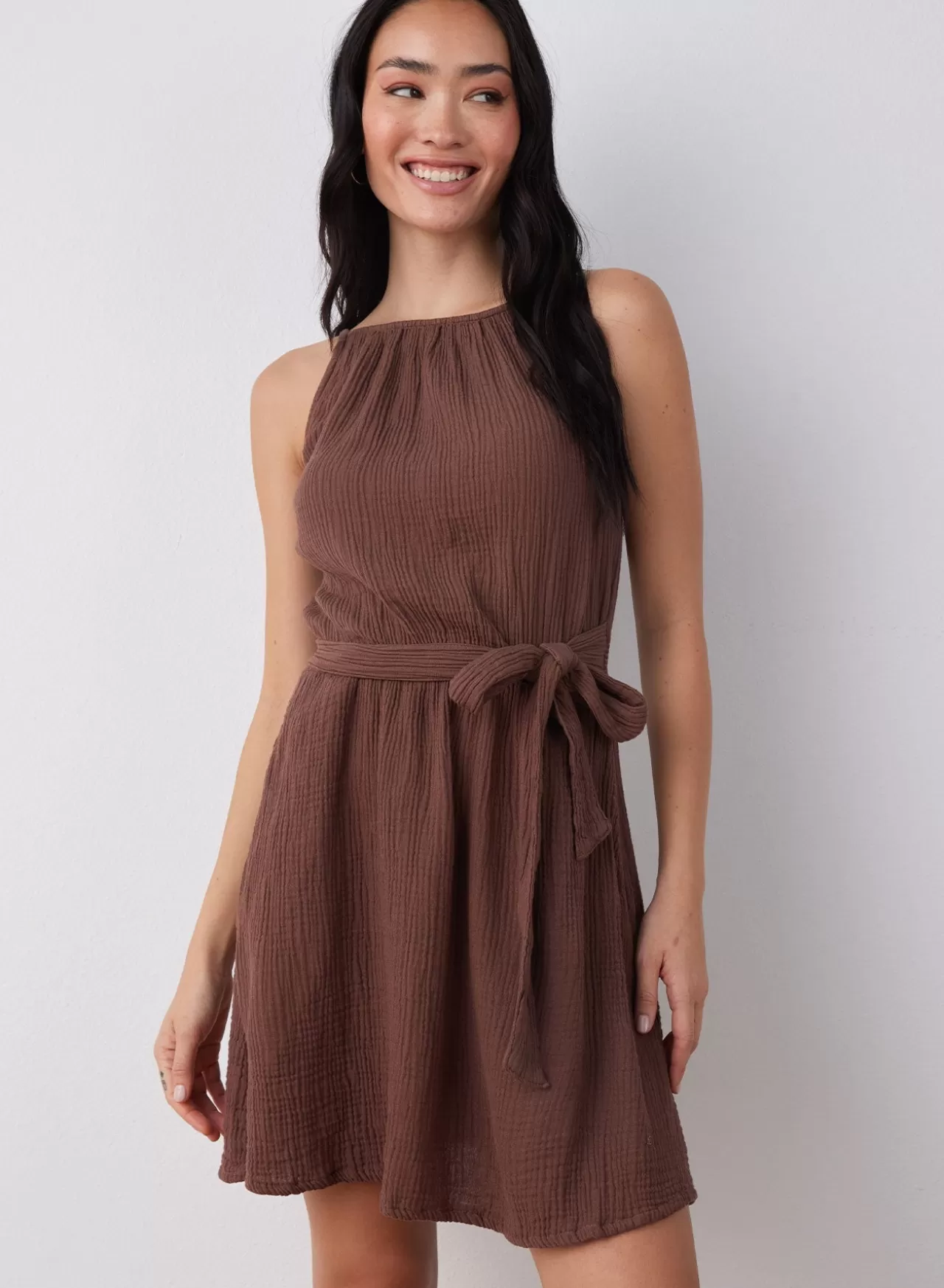 Bella Dahl Mini Dresses^Smocked Waist Mini Dress - Java