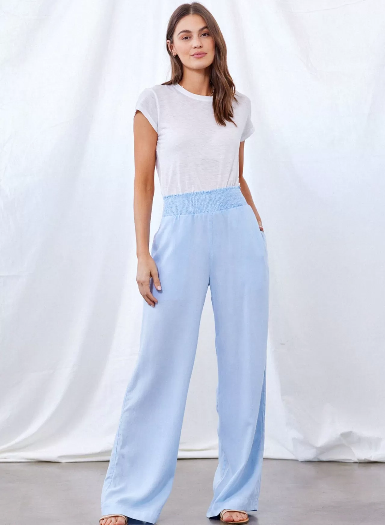 Bella Dahl Pants^Smocked Waist Wide Leg Pant - Blue Oasis