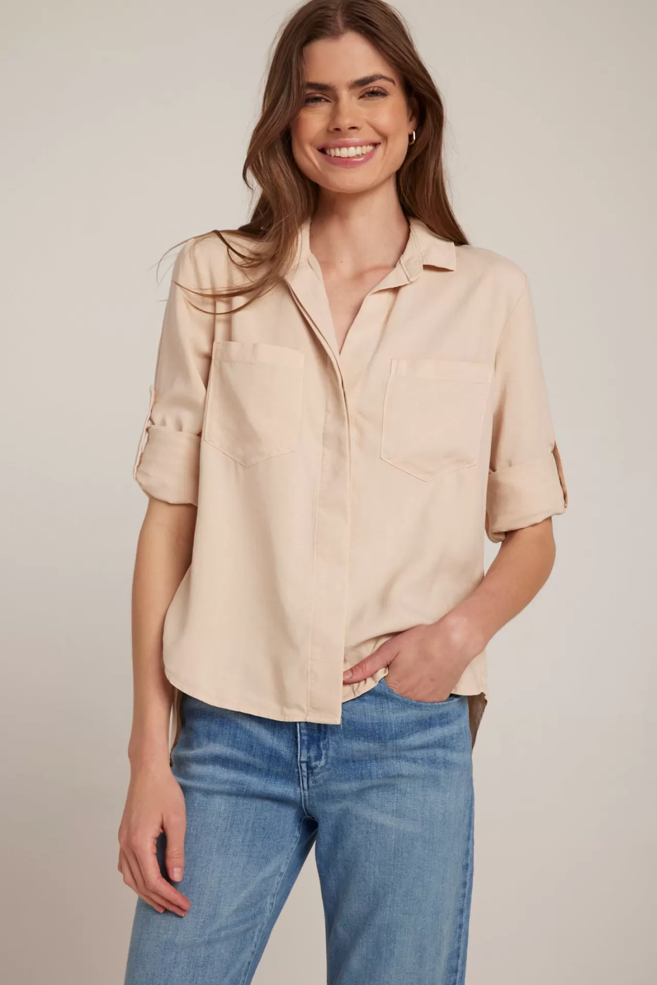 Bella Dahl Button Down^Split Back Button Down - Soft Tan