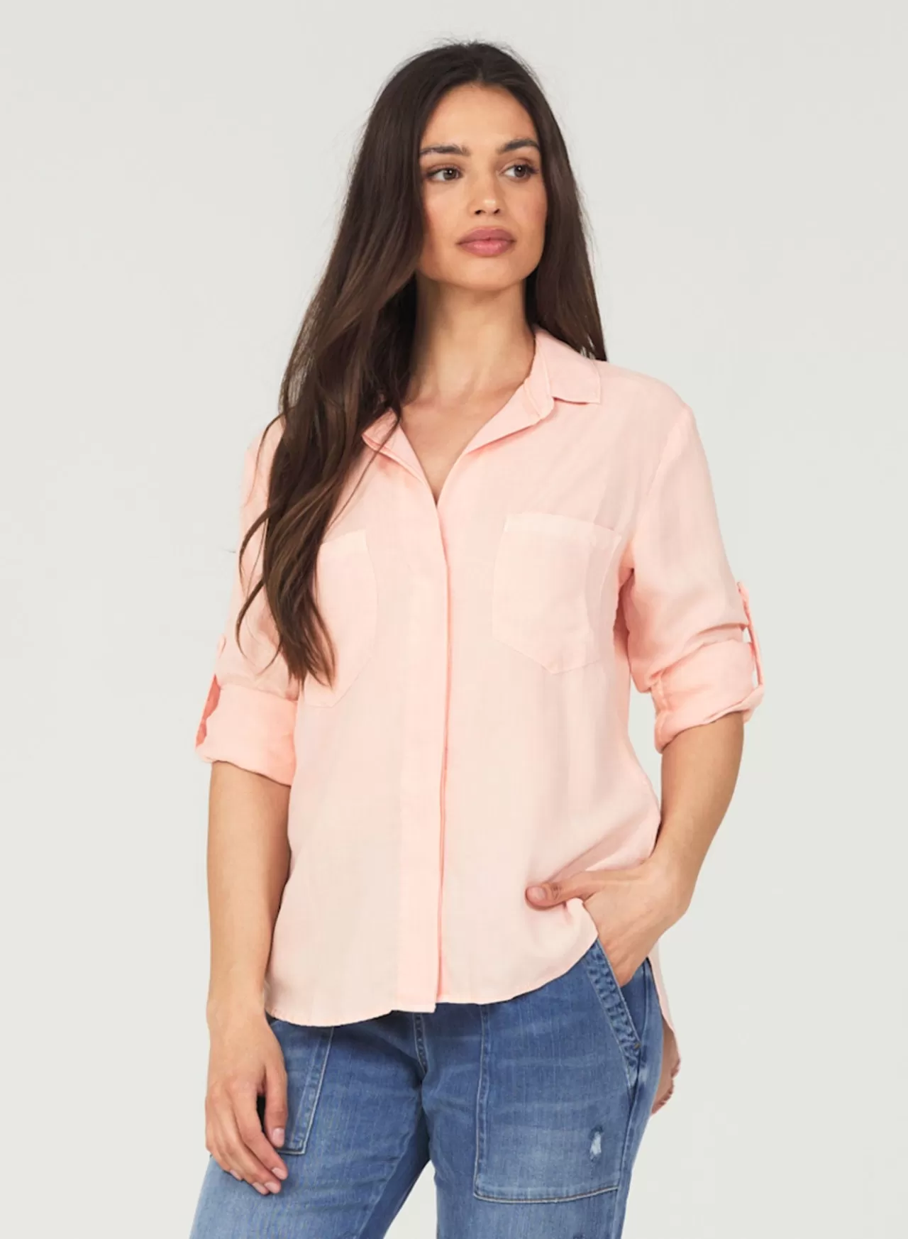 Bella Dahl Button Down^Split Back Button Down - Sunset Coral