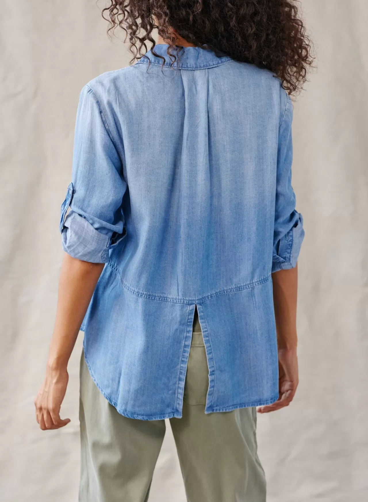 Bella Dahl Button Down^Split Back Button Down - Medium Ombre Wash