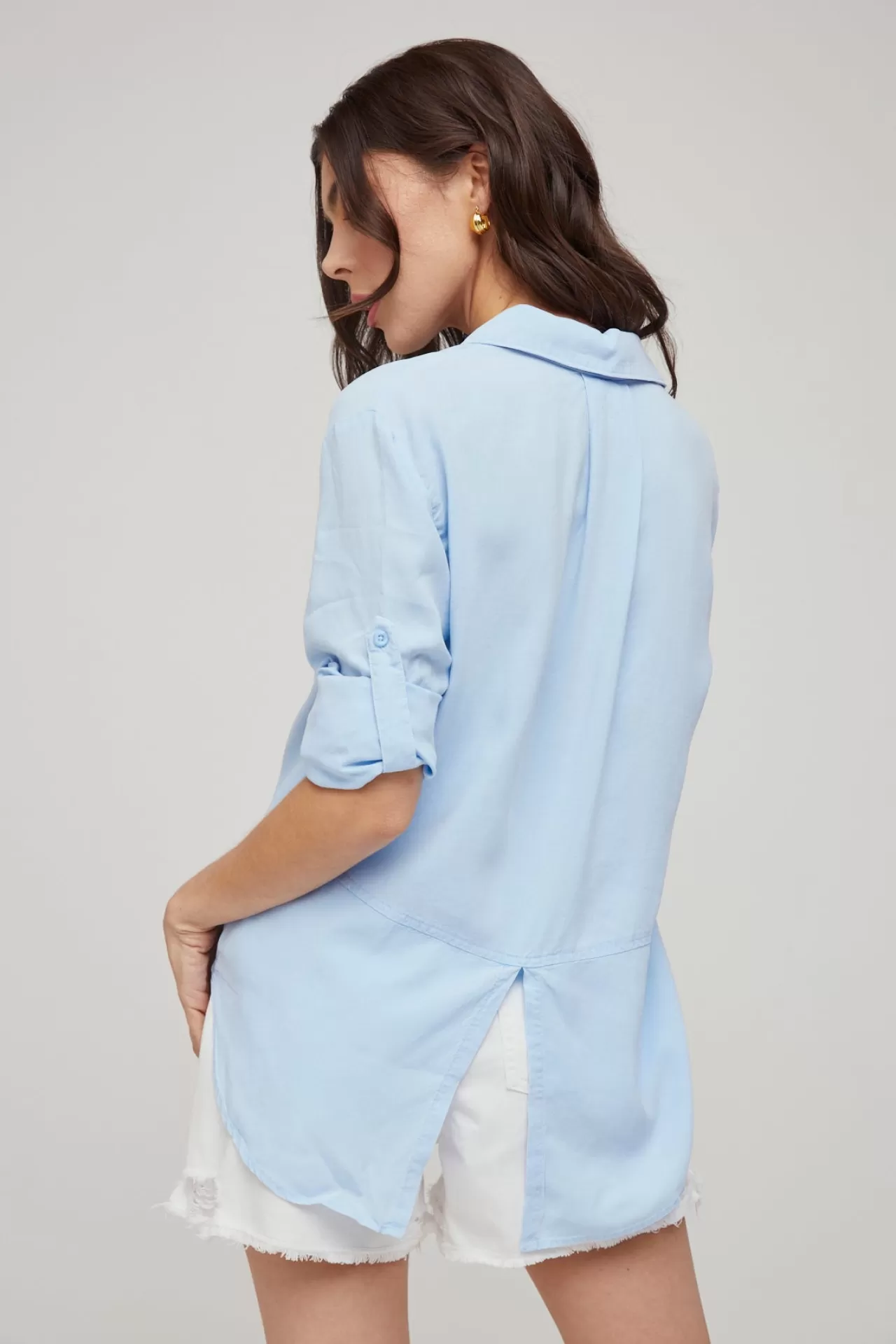 Bella Dahl Button Down^Split Back Button Down - Blue Oasis