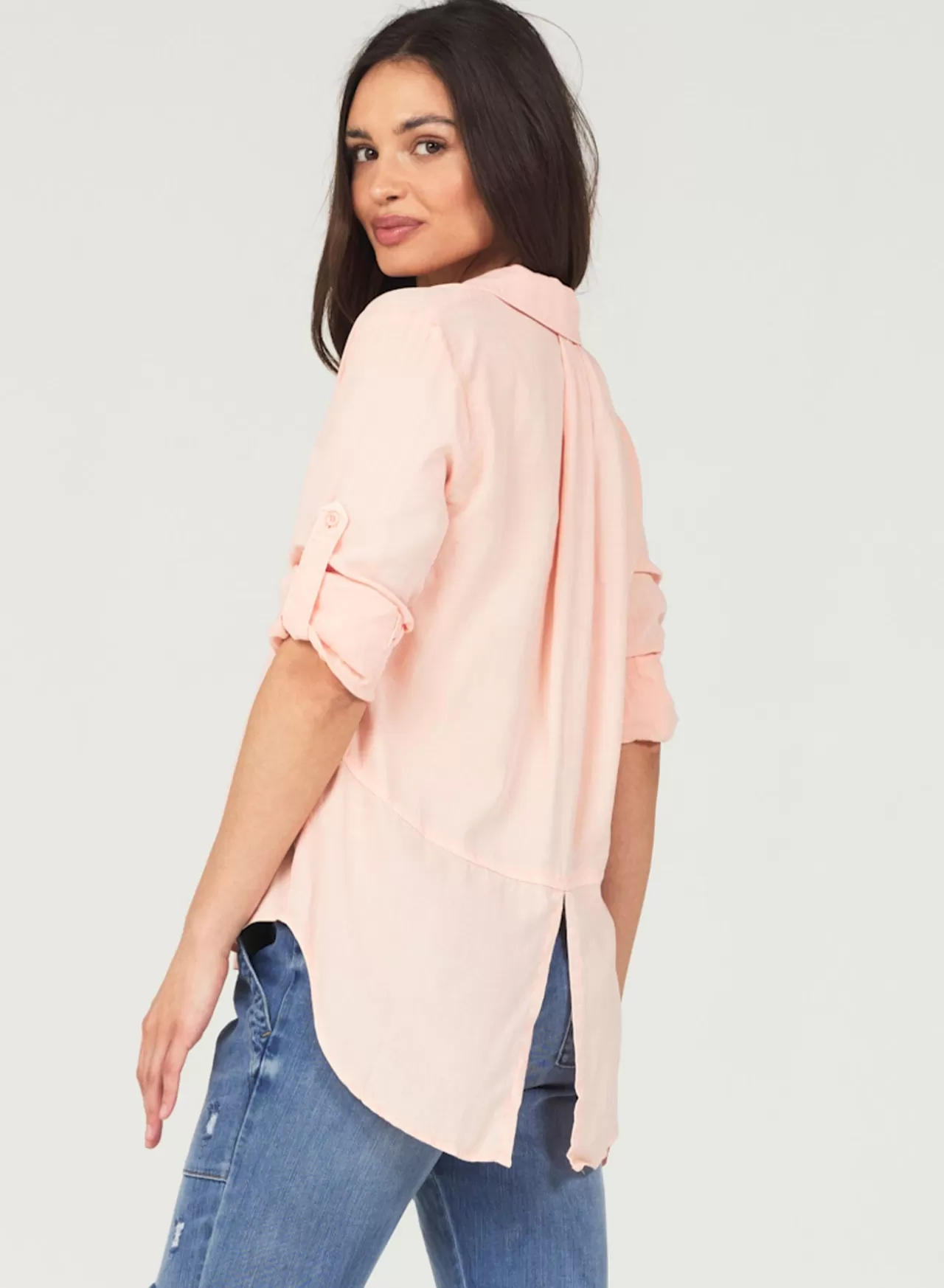 Bella Dahl Button Down^Split Back Button Down - Sunset Coral