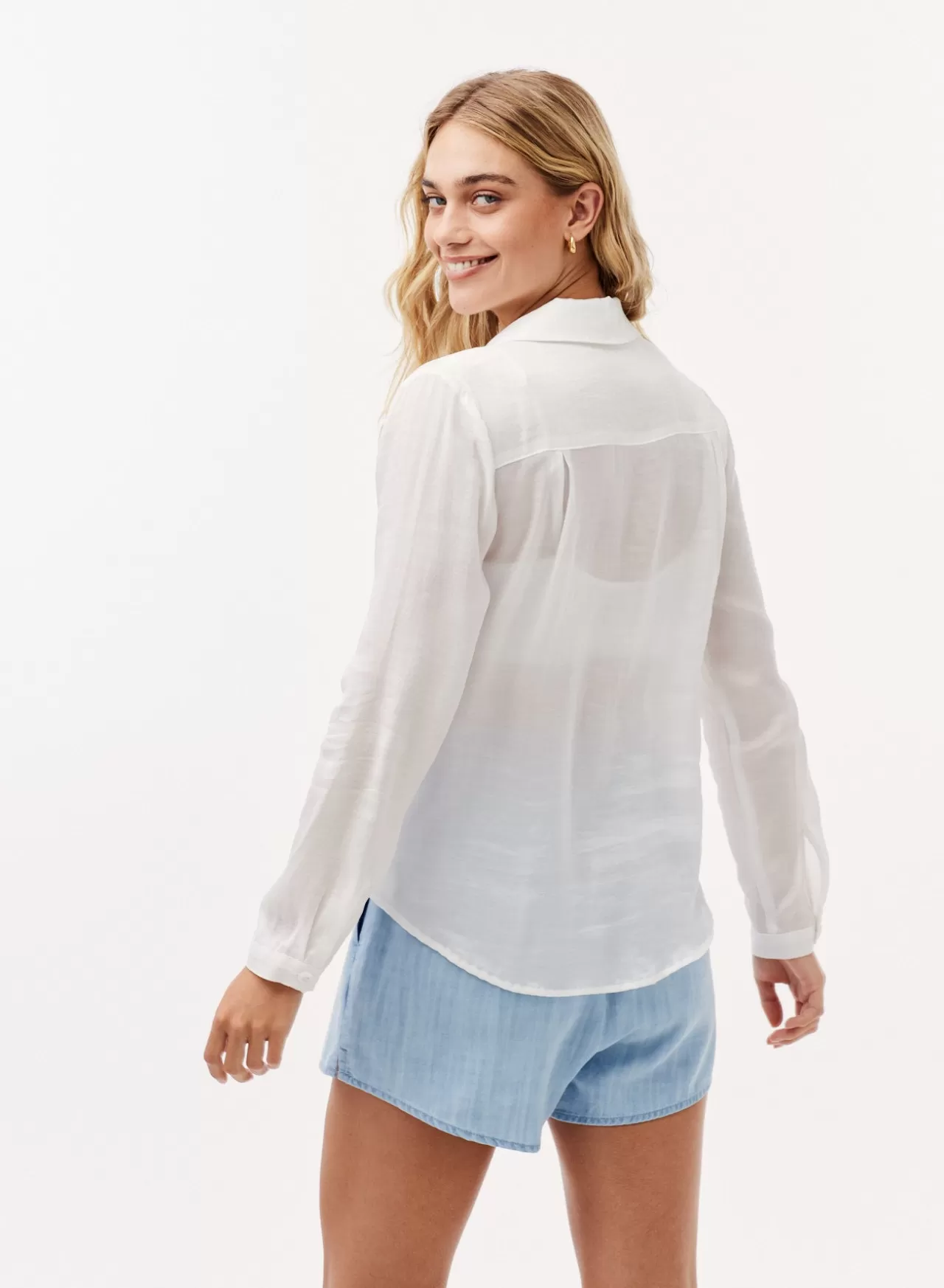 Bella Dahl Button Down^Tencel Pocket Button Down Top - White