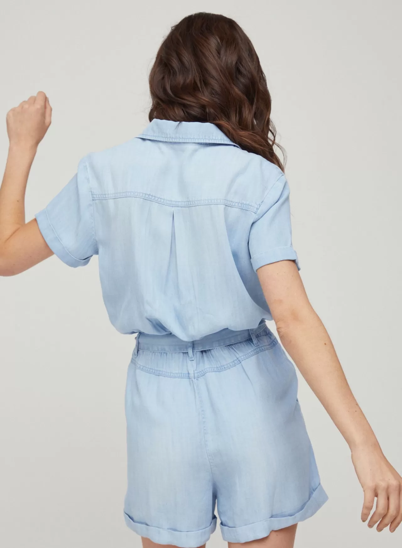 Bella Dahl Jumpsuits & Rompers^Utility Rolled Hem Tencel Romper - Salt Spray Wash